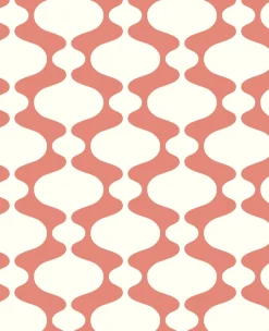 Brewster/ASP Emilio Coral Retro Wallpaper> Florals