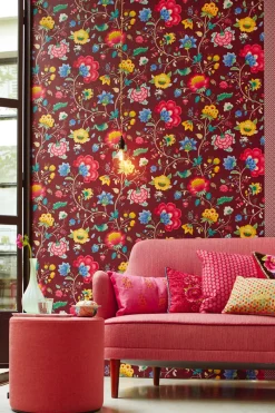 Brewster Epona Burgundy Floral Fantasy Wallpaper Outlet