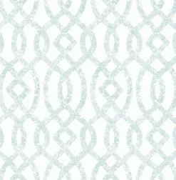 Brewster/ASP Ethereal Sky Blue Trellis Wallpaper> Florals