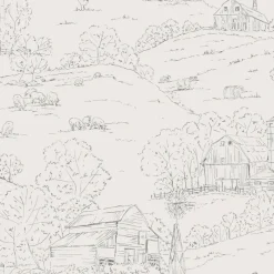 York FH4033 Beige/Gray Pasture Toile Wallpaper> Damask, Trellis & Geometrics