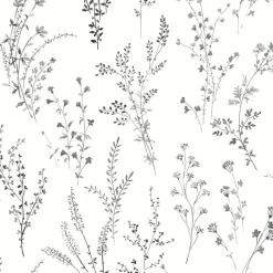 York FH4026 Black/White Wildflower Sprigs Wallpaper> Architectural