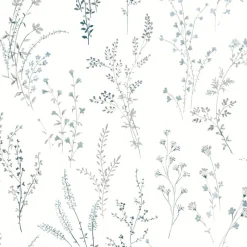 York FH4027 Blue/Green Wildflower Sprigs Wallpaper Discount