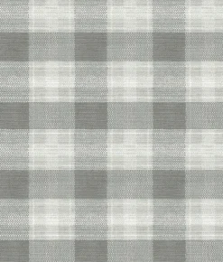 York FH4081 Gray Woven Buffalo Check Wallpaper Online