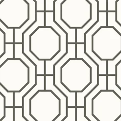 Brewster For Your Bath III Circuit Black Modern Ironwork Wallpaper> Florals