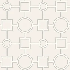 Brewster For Your Bath III Matrix Light Grey Geometric Wallpaper> Florals