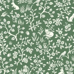 York Fox & Hare Forest Green Magnolia Home Vol. II Wallpaper> Damask, Trellis & Geometrics