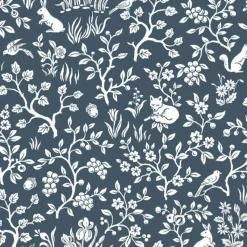 York Fox & Hare Navy Magnolia Home Vol. II Wallpaper> Damask, Trellis & Geometrics