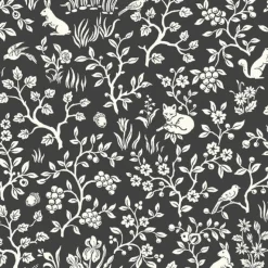 York Fox & Hare Straight Black Magnolia Home Vol. II Wallpaper New