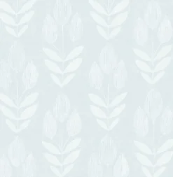 Brewster Garland Light Blue Block Tulip Wallpaper Clearance