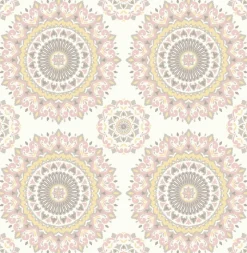 Brewster/ASP Gemma Light Pink Boho Medallion Wallpaper Clearance