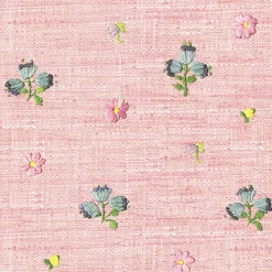 Brewster Gerda Pink Hand Embroidered Raffia Look Wallpaper> Contemporary & Modern