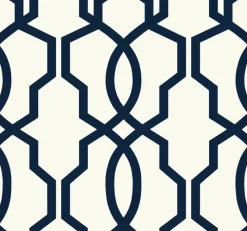 York GM7521 Navy Hourglass Trellis Wallpaper New