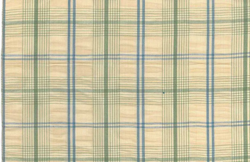Laura Kiran Hampton Seersucker Green Blue Fabric> Plaids & Checks