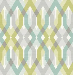 Brewster/ASP Harbour Green Lattice Wallpaper Outlet