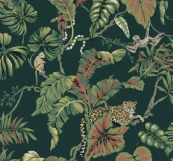 York HO2146 Dark Green Jungle Cat Wallpaper Discount
