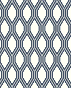 Brewster/ASP Honeycomb Navy Geometric Wallpaper> Florals