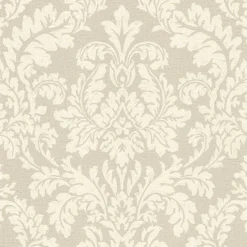 Brewster Honor Beige Damask Wallpaper