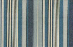 Laura Kiran Island Stripe Blue Cream Fabric> Stripes & Chevrons