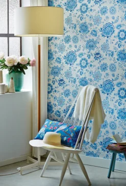 Brewster Kali Light Blue Folklore Chintz Wallpaper> Architectural