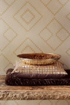 Brewster Kilim Brass Aztec Diamond Wallpaper Clearance