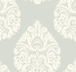 York KT2145 Light Grey Teardrop Damask Wallpaper Online