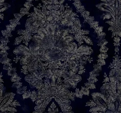 York KT2215 Navy Charleston Damask Wallpaper> Florals
