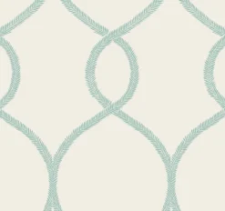 York KT2238 Teal Laurel Leaf Ogee Wallpaper> Florals