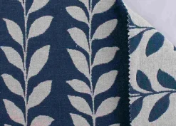 Laura Kiran Leaf Doublecloth Blue Natural Fabric> Florals