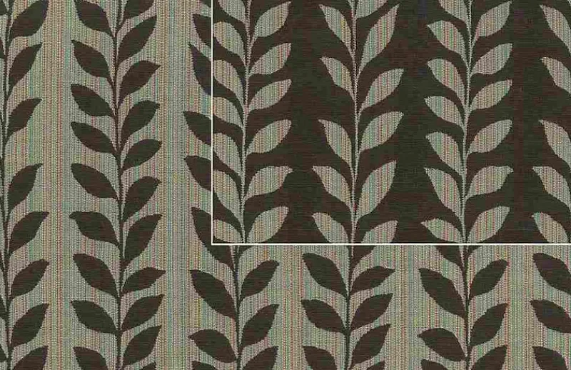 Laura Kiran Leaf Doublecloth Chocolate Robin's Egg Fabric