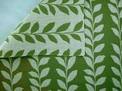 Laura Kiran Leaf Doublecloth Green Natural Fabric Online