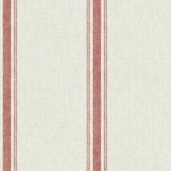 Brewster Linette Burnt Sienna Fabric Stripe Wallpaper Clearance