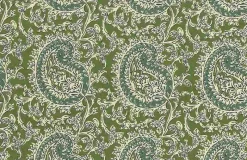 Laura Kiran Mango Paisley Print Leaf Greens Fabric> Paisley
