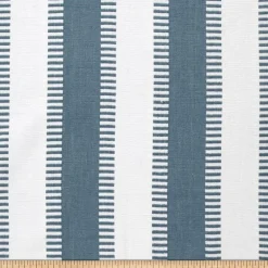 Laura Kiran New Ladder Stripe Lake White Fabric> Stripes & Chevrons