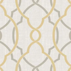 Brewster NU1695 Sausalito Taupe/Yellow Peel and Stick Wallpaper> Florals