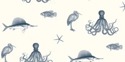 Brewster Oceania Navy Sea Creature Wallpaper Discount