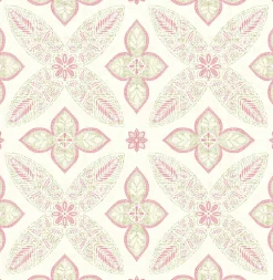 Brewster/ASP Off Beat Ethnic Pink Geometric Floral Wallpaper Hot