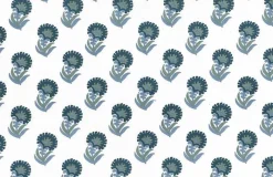 Laura Kiran Puru Print Blues Fabric New