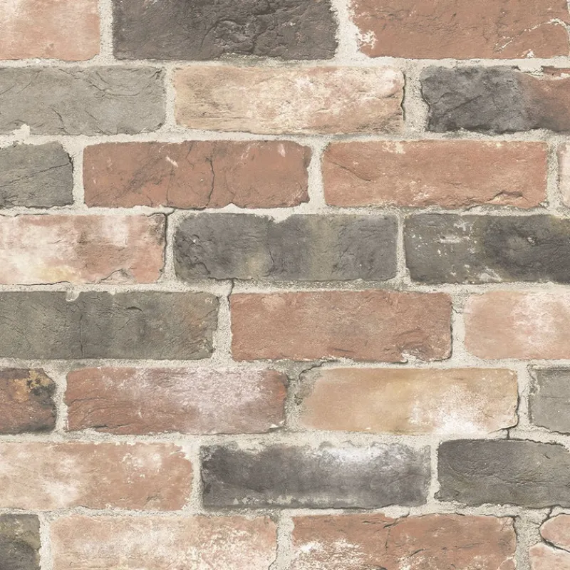 Brewster/ASP Reclaimed Bricks Dusty Red Rustic Wallpaper Online