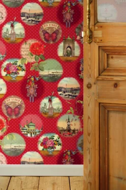 Brewster Red Remember Brighton Wallpaper Mural> Contemporary & Modern