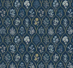 York RI5131 Navy/Gold Hawthorne Wallpaper> Architectural