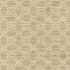 Stock/York/Roomates RMK11191WP Beige Coastal Trellis Faux Grasscloth Peel & Stick Wallpaper Clearance