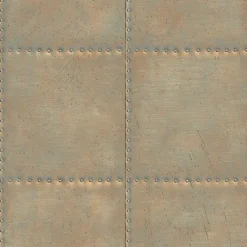 Brewster/ASP Sheet Metal Turquoise Rivets Wallpaper> Damask, Trellis & Geometrics