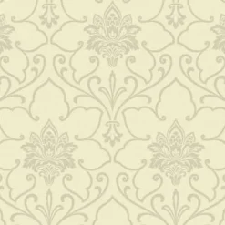 Stock/York SL5708 Metallic Grey Silver Scroll Medallion York Wallpaper> Florals