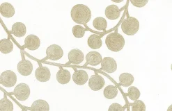 Laura Kiran Spiral Branch Print Gold On White Fabric Best