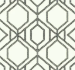 York TC2632 White Gray Sawgrass Trellis Wallpaper> Florals