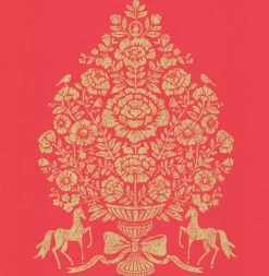 Brewster Till Red President Damask Wallpaper> Architectural