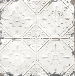 Brewster/ASP Tin Ceiling White Distressed Tiles Wallpaper> Florals