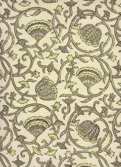 Laura Kiran Tulipvine Handprint Natural Taupe Fabric> Florals