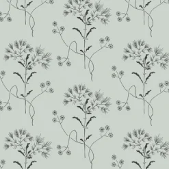 York Wildflower Wedding Band (Blue)/Black Magnolia Home Vol. II Wallpaper New